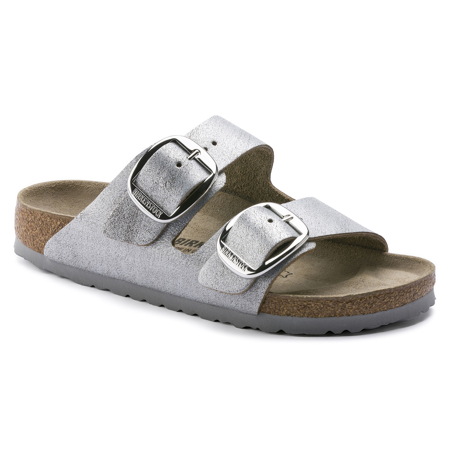 birkenstock big buckle silver