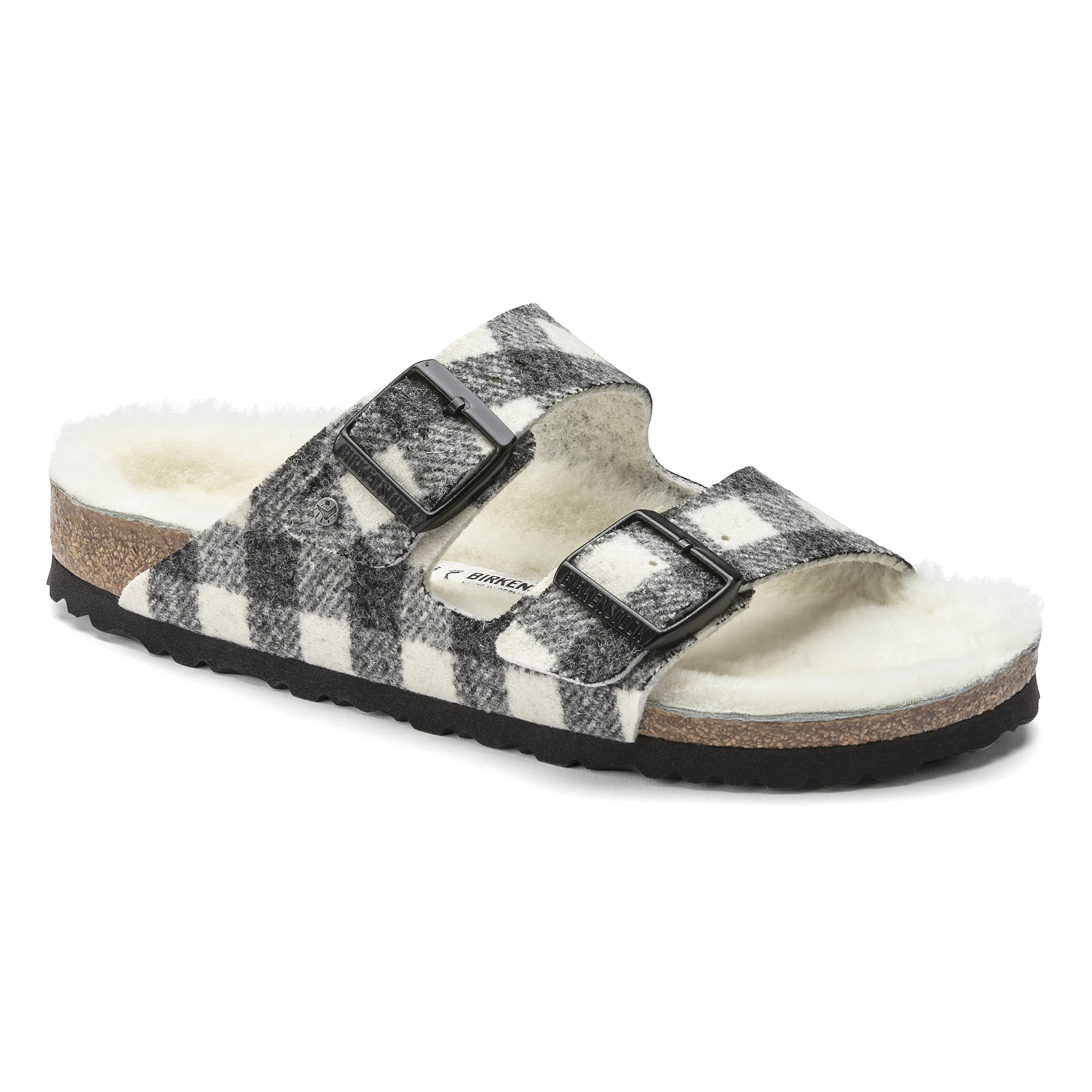 Birkenstock Arizona Shearling Sandal Plaid White Wool Birkenstock And More